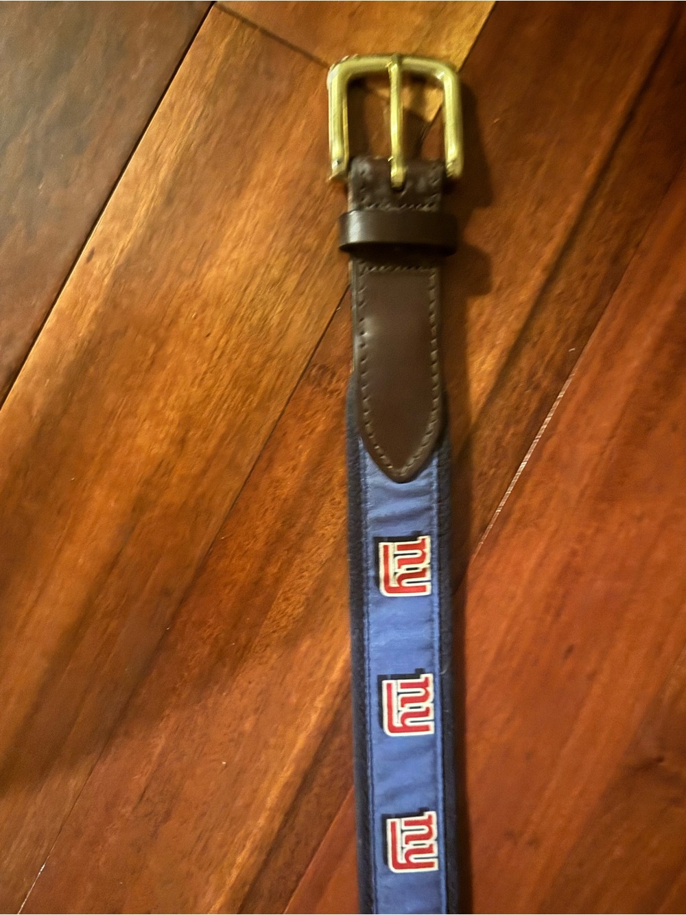 New York Giants Blue Leather-Trim Belt Vineyard and Vines